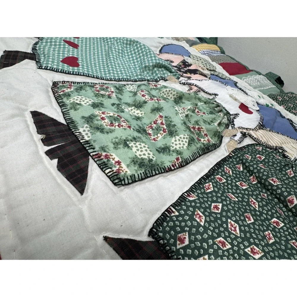 Vintage 98 Handmade Quilted Wall Hanging Irish Angel Sisters Folk Art Patchwork